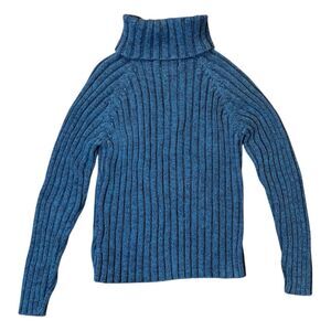 Vintage Y2K St. John's Bay Kids Turtleneck Sweater Large Blue Cotton